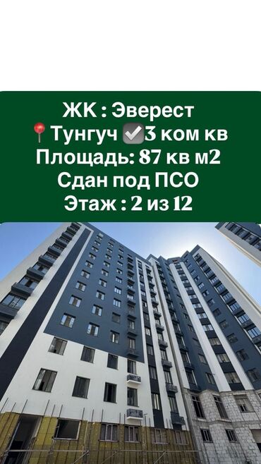 продажа квартир трёх комнатную тунгуч микрорайон 106 серия: 3 бөлмө, 86 кв. м, Элитка, 2 кабат, ПСО (өзү оңдоп түзөтүп бүтүү үчүн)