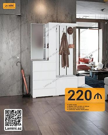 Ev üçün mebel: LA MINI dəhliz dolabı - Komplekt: güzgülü modul, açıq rəfli bölmələr — 1