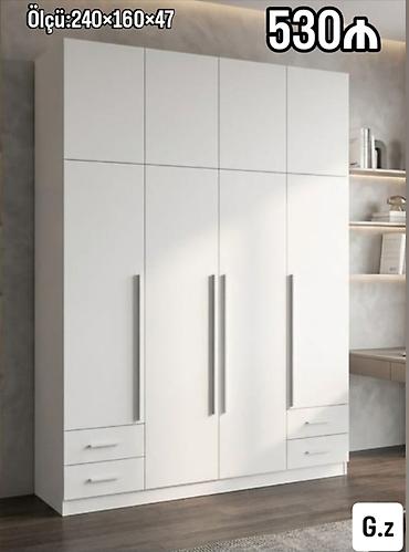asilqan: Ağ rəngli, müasir dizaynlı paltar şkafı Ölçü: 240×160×47 sm Qiymət — 1