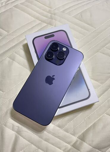 Apple iPhone: IPhone 14 Pro Max, Жаңы, 128 ГБ, Deep Purple, Заряддоочу түзүлүш, Коргоочу айнек, Каптама, 100 %