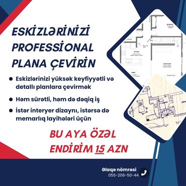 sərbəst iş: - Eskizlərinizi yüksək keyfiyyətli və detallı planlara çevirmək - ⁠Həm