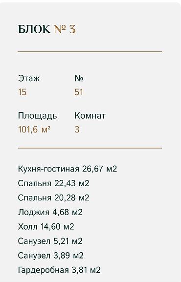 ayar group 3: 3 комнаты, 100 м², Ала-Арча ТРЦ Элитка, 15 этаж, ПСО (под самоотделку) — 2