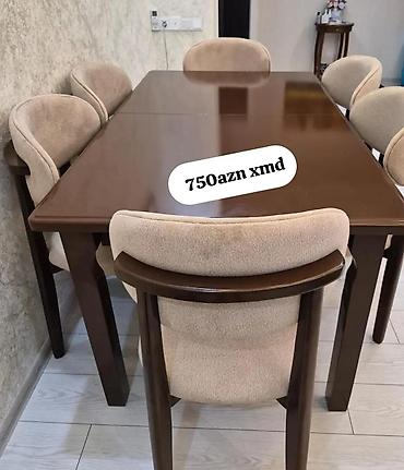 Masa və oturacaq dəstləri: Masa və 6 stul dəsti – Xmd • Komplekt: 1 yemək masası + 6 ədəd stul — 216
