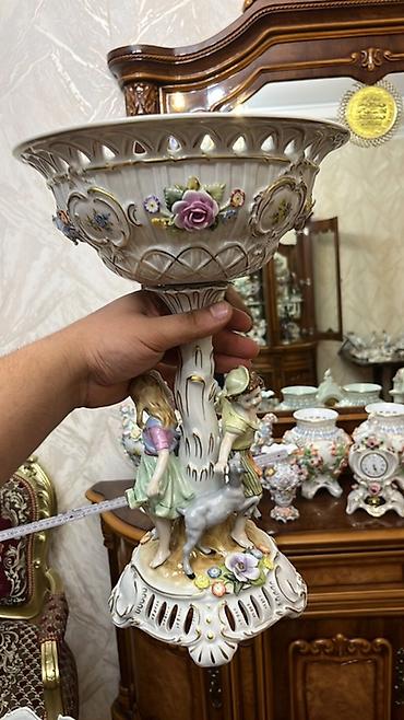 meyvə qablari: Porcelan dekorativ meyvə qabı / vazası - Marka və işarə: Saxony State — 3