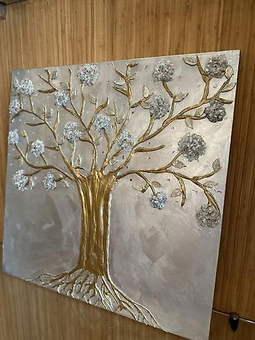 İncəsənət və kolleksiyalar: El işi Thein _art – Qızılı “Həyat Ağacı” - Material: Tuval üzərində — 3