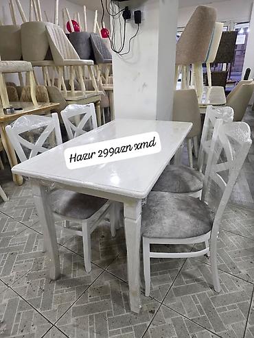 cil ciraqlar: Ağ rəngdə yemək dəsti – düzbucaqlı masa və 4 ədəd stul. - Klassik — 1