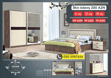 Yataq otağı dəstləri: 2 təknəfərlik çarpayı, Dolab, Termo, 2 tumba, Azərbaycan, Yeni — 13