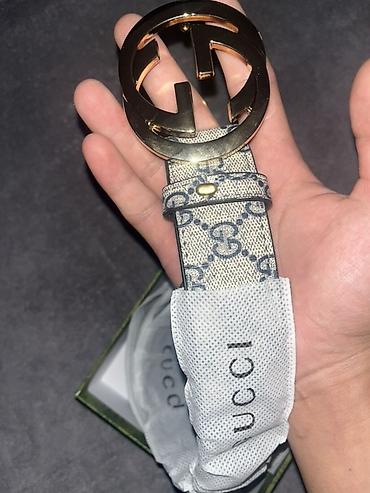Ремни и пояса: Ремень Gucci с крупной пряжкой Double G - Материал ремня: канва с — 1