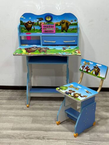 Детские столы: Новый, Для девочки и мальчика, Парта, Прямоугольный стол, Со стульями, С выдвижными ящиками, С полками, Китай