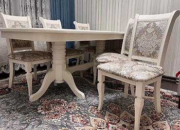 study table: Кухонный стол и стул, Б/у, цвет - Бежевый — 2
