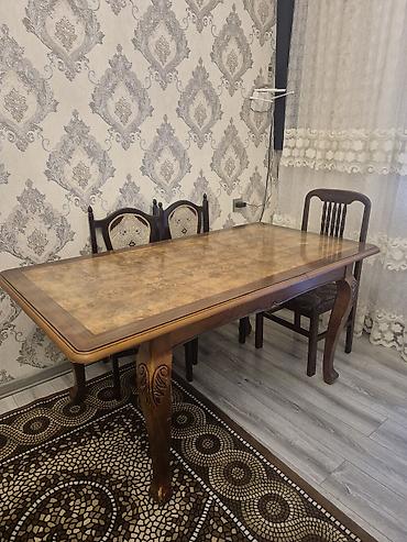 acılan masalar: Klassik üslubda massiv ağacdan yemək masası - Material: təbii ağac — 2