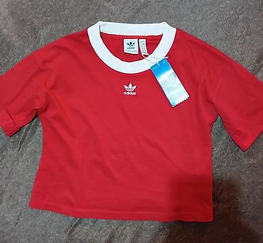 Adidas Crop Top W – ženska majica, model FM3258 - Boja: crvena sa — 1