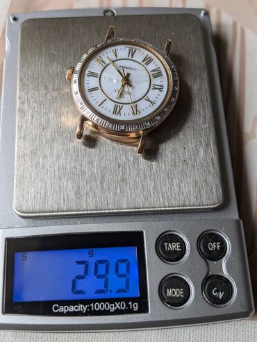 кыргыз саат: Часы золотые механические "Полет" 585 пробы с 25 бриллиантами на белом
