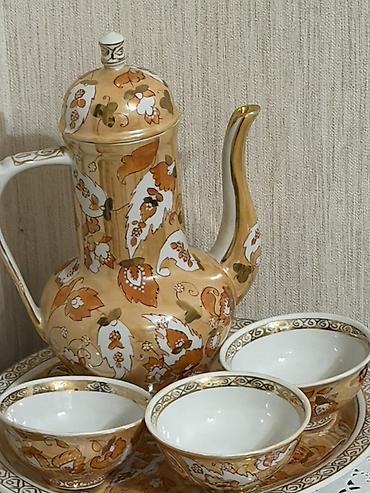 samovar cay: Çay dəsti, rəng - Qızılı, Farfor — 10