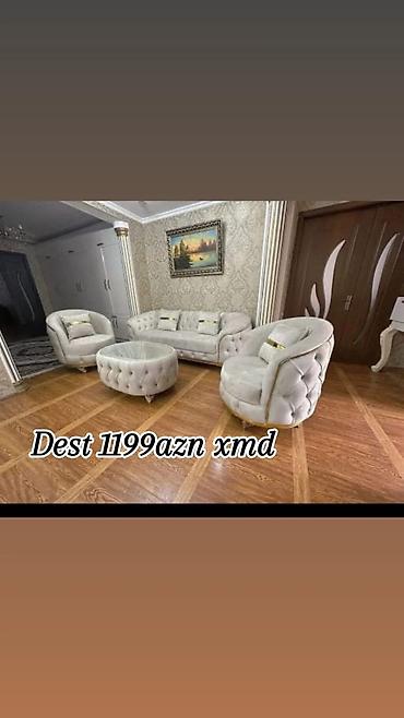 bufiklər: Mebel dəsti – 1199 AZN Tərkibi: - 3 nəfərlik divan - 2 ədəd yumru — 1