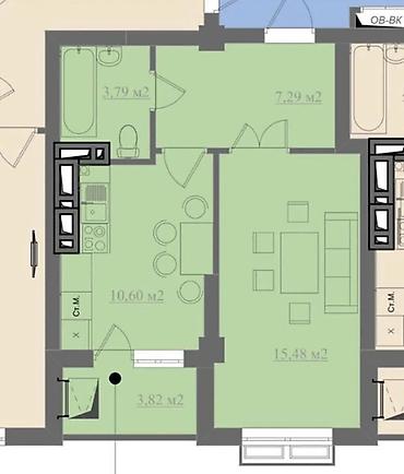 Продажа квартир: 1 комната, 42 м², Элитка, 9 этаж — 9