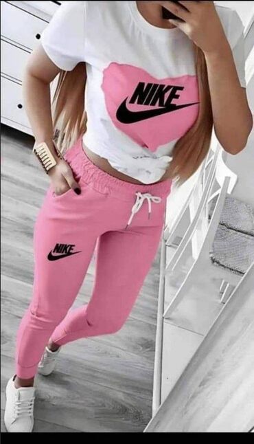 roze trenerke: Nike, M (EU 38), L (EU 40), XL (EU 42), Single-colored, Print, color - Pink