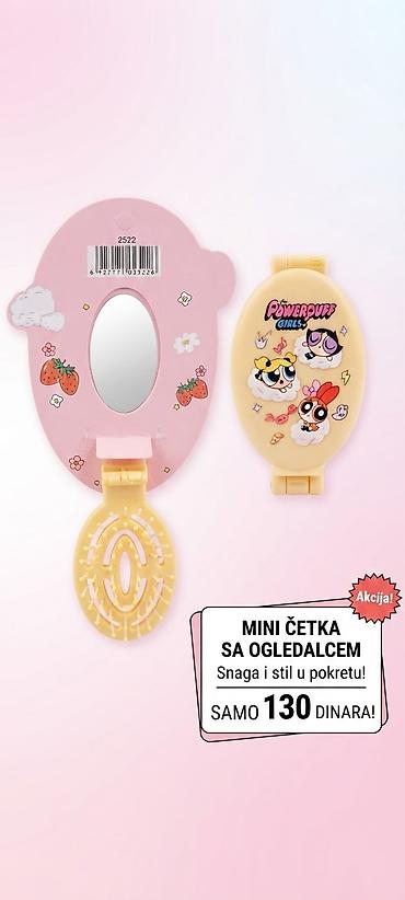 cilibar narukvice: Mini četka sa ogledalcem – Powerpuff Girls motiv - Sklopiva kompaktna — 1