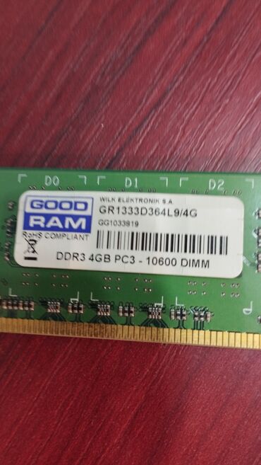 озу для ноутбука ddr3: Оперативдик эс-тутум, Колдонулган, Goodram, 4 ГБ, DDR3, 1333 МГц, ПК үчүн