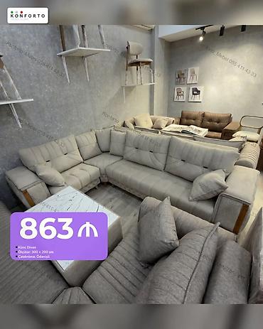 Künc divan – Komforto - Ölçü: 300 × 200 sm - Rəng/üslub: Açıq bej