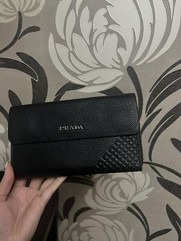 Клатч/кошелек/портмоне PRADA, черный, фактурная кожа. Абсолютно новый