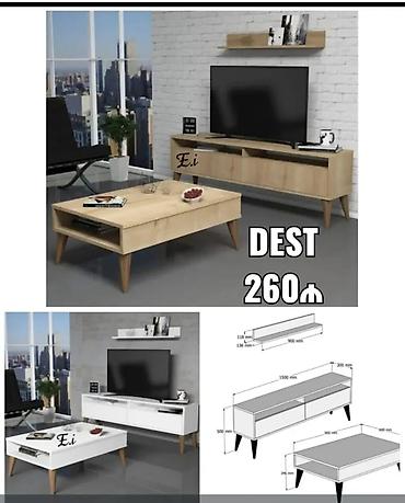 ağ stol: TV stendi və jurnal masası dəsti - Minimalist skandinaviya dizaynı — 1