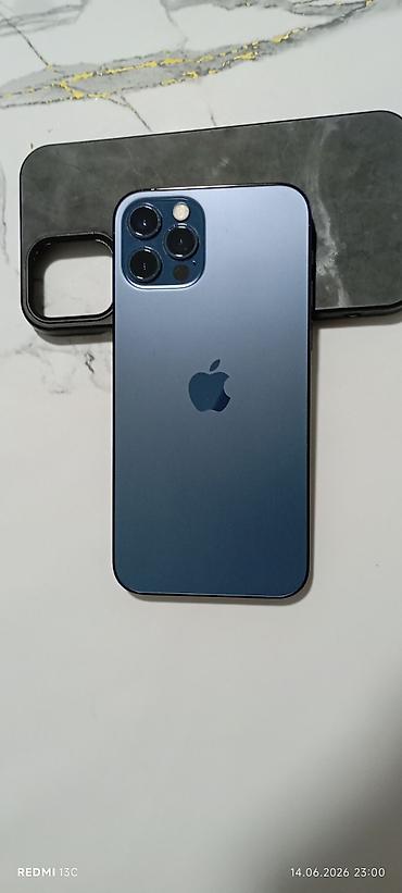Apple iPhone: IPhone 12 Pro, Б/у, 128 ГБ, Pacific Blue, Чехол, 79 % — 2