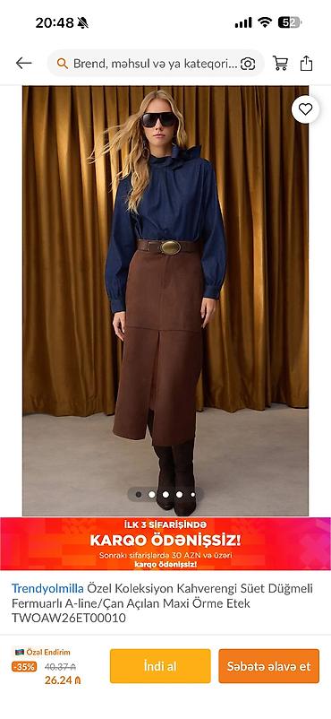 Trendyolmilla Özel Koleksiyon qadın ətəyi - Kəsim: A-line/çan açılan lalafo.az -da Trendyolmilla Özel Koleksiyon qadın ətəyi - Kəsim: A-line/çan açılan