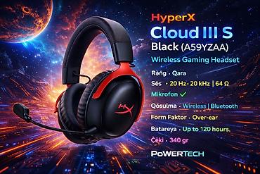 Masaüstü kompüterlər və komponentlər: HyperX Cloud III S Black (A59YZAA) – Wireless Gaming Headset - Rəng — 1