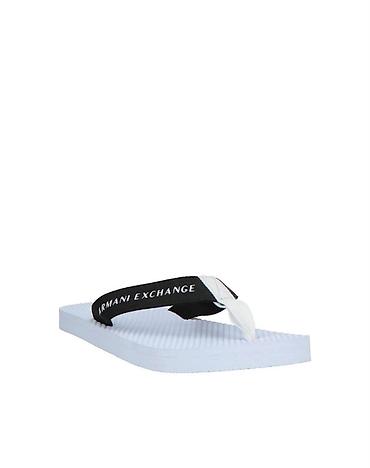 Босоножки, сандалии, шлепанцы: Armani Exchange kişi şippabı - Model: Armani Exchange loqo yazılı — 2