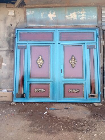 Həyət darvazaları: Dəmir Həyət darvazası, Yana açılan, Mexaniki, rəng - Mavi — 1