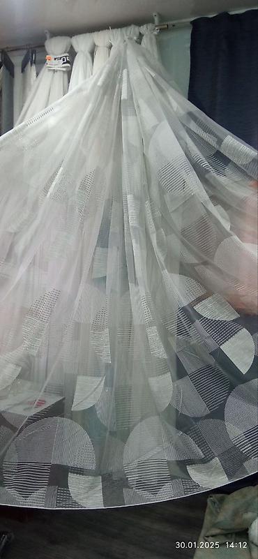 Тюли: Воздушная тюль с вышивкой «перья» - Полупрозрачная тюль в — 16