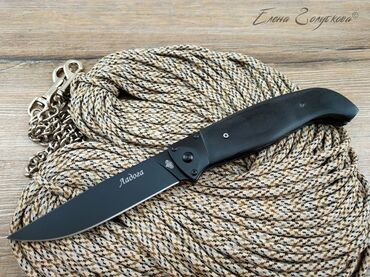 точило для ножей: Складной нож Ладога чёрный от Витязь, сталь 65х13, рукоять дерево