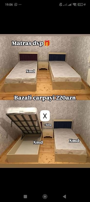 Мебель: Bazalı tək nəfərlik çarpayı – 220 AZN - Aşağıdan yuxarı qalxan qazlı — 1