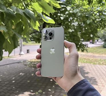 IPhone 15 Pro Max, Б/у, 256 ГБ, Natural Titanium, Чехол, 86 %