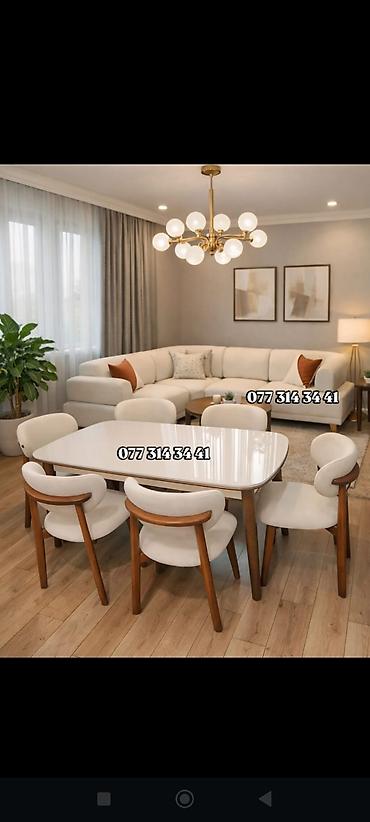 Skandinaviya üslubunda yemək otağı dəsti - Dördbucaqlı, yumşaq