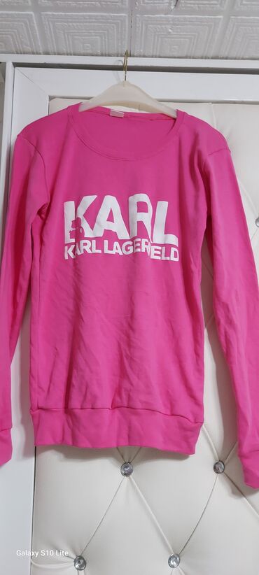 dukserice sa kragnom: Karl Lagerfeld, Sa ilustracijom, bоја - Roze