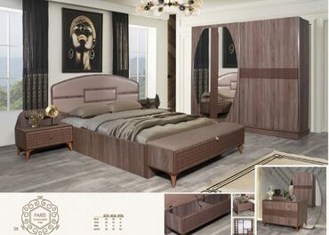 спални мебеллар: Двуспальная кровать, Шкаф, Трюмо, 2 тумбы, Турция, Новый