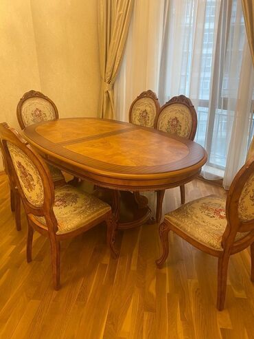 Masa və oturacaq dəstləri: Qonaq otağı üçün, Açılan, Oval masa, 6 stul, Malayziya