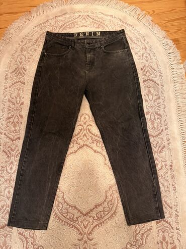 cins pencekler: Razmer 34 Qara rəngli kişi denim cins şalvar - Rəng: yuyulmuş/solğun