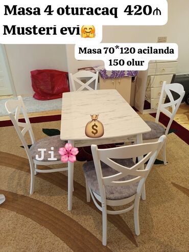 Masa və oturacaq dəstləri: Yeni, 4 stul