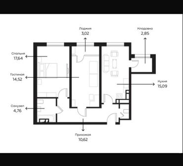 квартира на долгий срок собственник: 2 комнаты, 70 м², Элитка, 5 этаж
