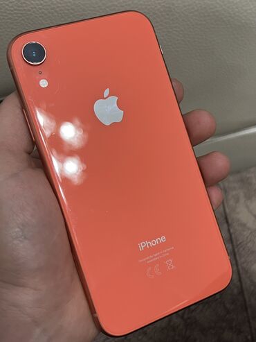 Apple iPhone: IPhone Xr, Б/у, 128 ГБ, Коралловый, Защитное стекло, Чехол, 81 %