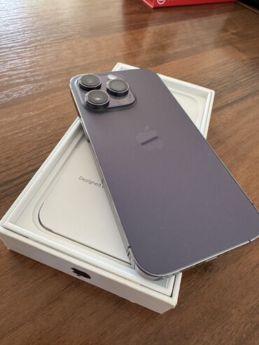 телефон xr: IPhone 14 Pro, Б/у, 128 ГБ, Deep Purple, Защитное стекло, Коробка, 84 %