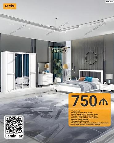 Ev üçün mebel: Yataq Dəsti – Kod: 1944 Tərkib: - Çarpayı: 1 ədəd, 160 × 200 sm - — 1