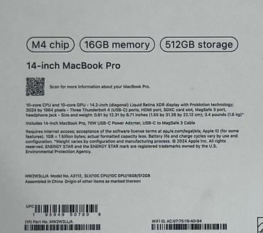 macbook 2010: MacBook Pro 14 M4, 16 /512 ГБ, silver, 9 циклов, полный комплект — 3