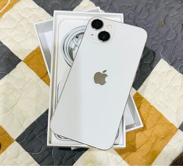 Apple iPhone: IPhone 13, 128 GB, Ağ, Simsiz şarj, Face ID, Sənədlərlə