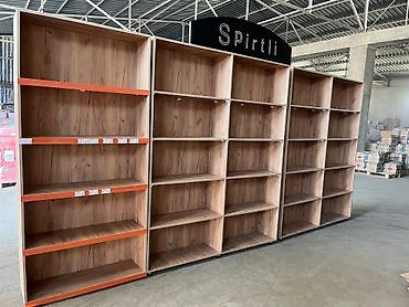 Оборудование для магазинов: Mağaza üçün taxta vitrin rəfləri - Material: ağac teksturalı — 1