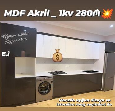 кухонная мебель: Mətbəx mebeli sifarişlə hazırlanır. 1 kv-280 azn