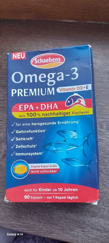 Vitaminlər və BAƏ: Schaebens Omega-3 Premium – Vitamin D3 + E ilə - Tərkib: Omega-3 (EPA